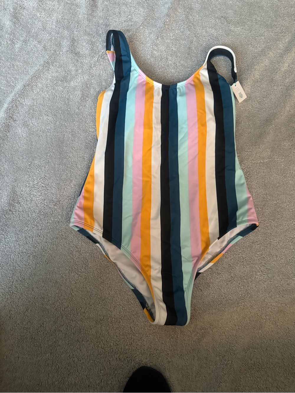 Woman Multicolor Stripe One-Piece Swimsuit